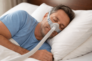 Man sleeping with CPAP mask
